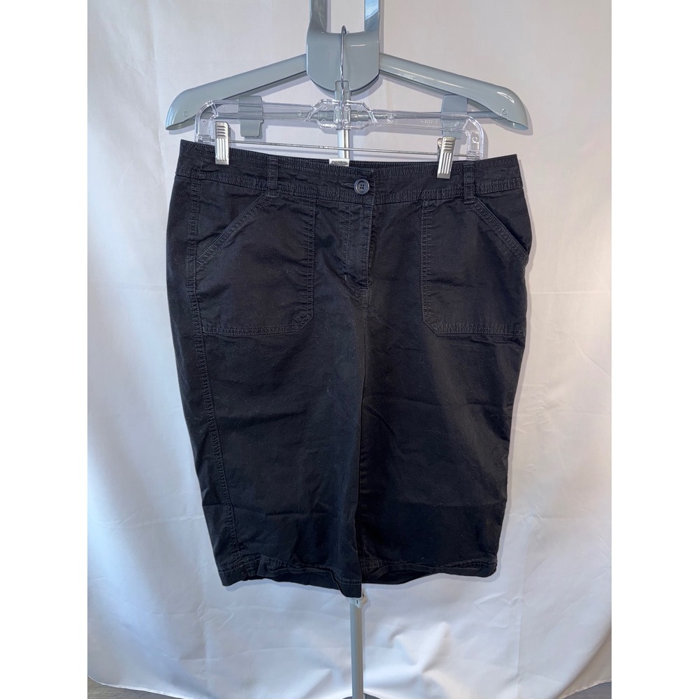 Croft & Barrow Womens Black Stretch Bermuda Shorts Size 12 Casual Cotton Blend